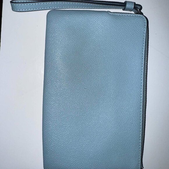 💙 Gently Loved Large Coach Corner Zip Wristlet – Light Blue💙 - Picture 2 of 4